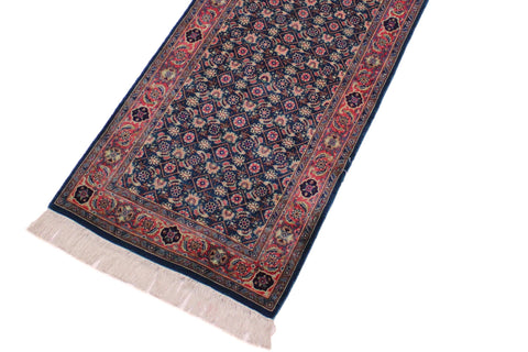 handmade Traditional Kashan Blue Pink Hand Knotted RUNNER 100% WOOL area rug 3' x 10'