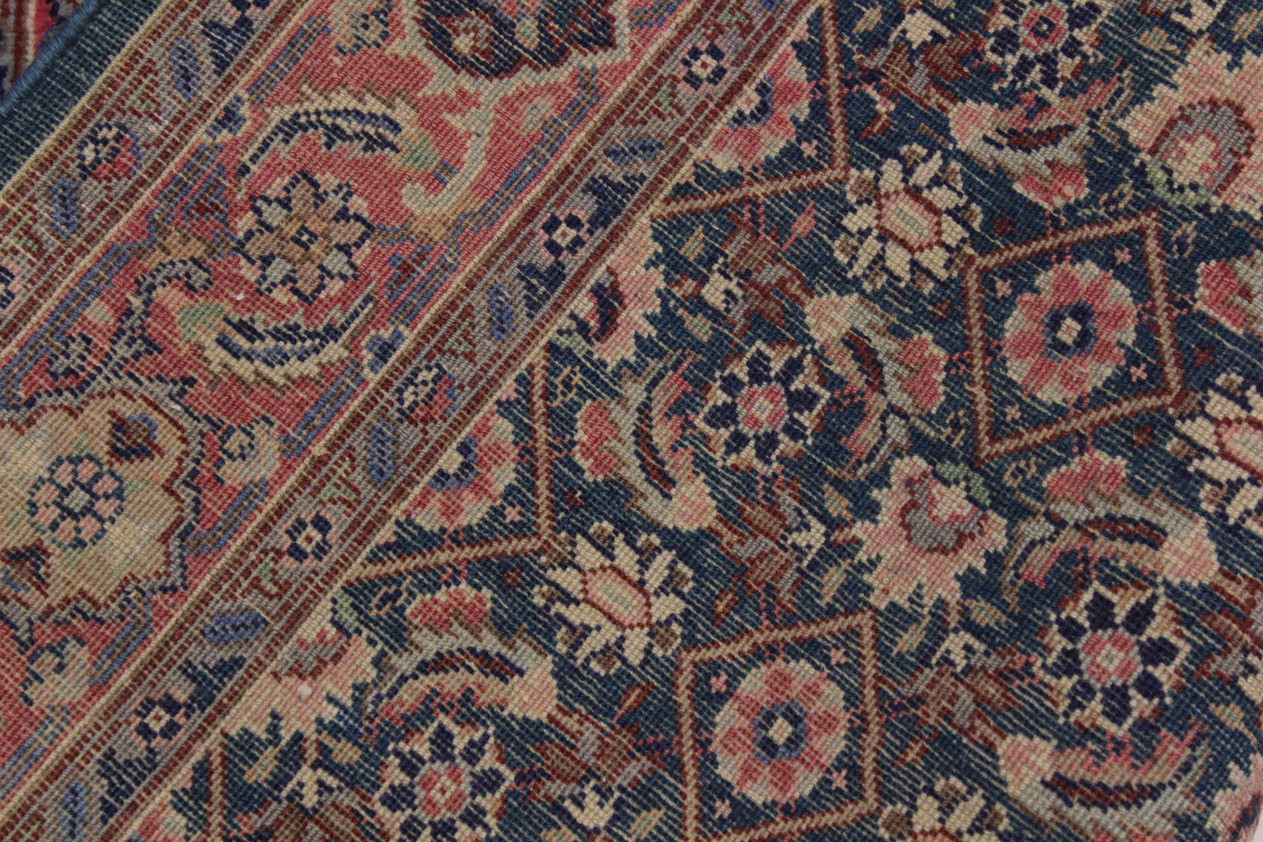 handmade Traditional Kashan Blue Pink Hand Knotted RUNNER 100% WOOL area rug 3' x 10'