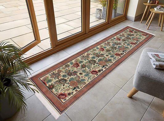 handmade Traditional Gohar Beige Red Hand Knotted RUNNER 100% WOOL area rug 3' x 10'