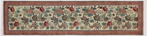 handmade Traditional Gohar Beige Red Hand Knotted RUNNER 100% WOOL area rug 3' x 10'