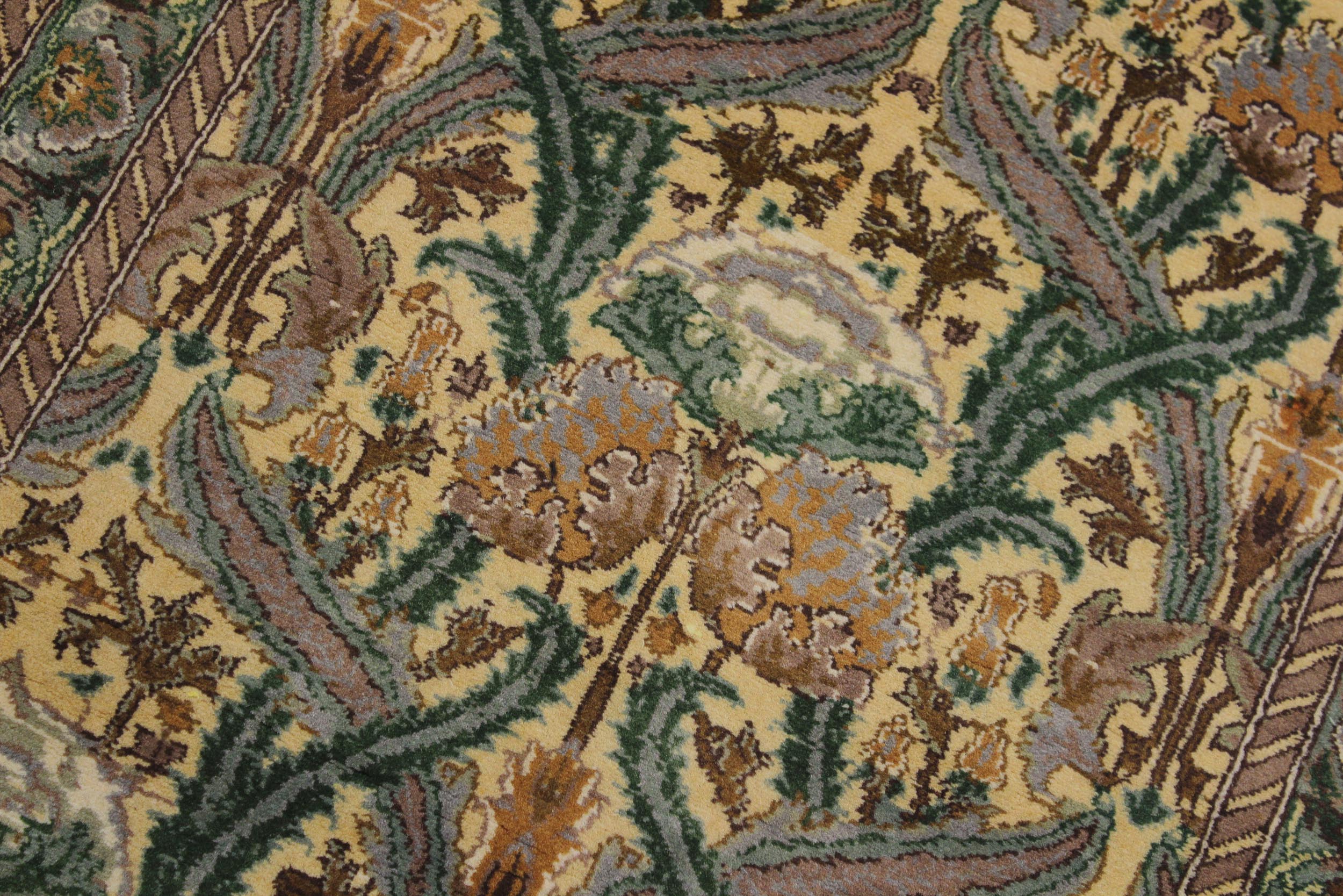 handmade Traditional Hamjolie Beige Green Hand Knotted RUNNER 100% WOOL area rug 2' x 10'