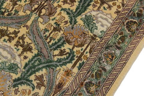 handmade Traditional Hamjolie Beige Green Hand Knotted RUNNER 100% WOOL area rug 2' x 10'