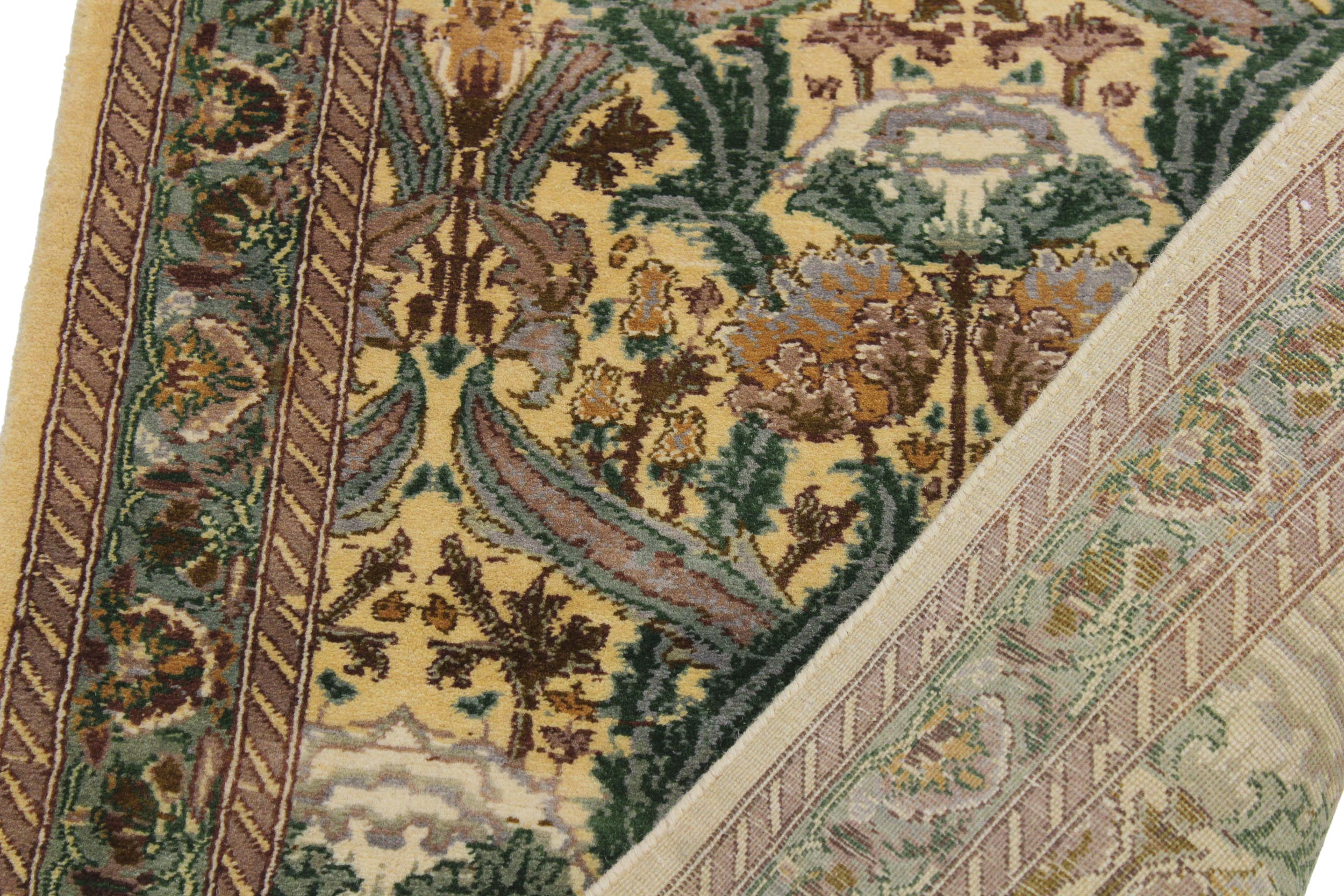 handmade Traditional Hamjolie Beige Green Hand Knotted RUNNER 100% WOOL area rug 2' x 10'