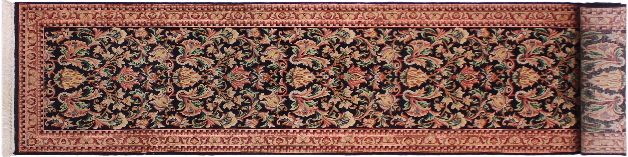 handmade Traditional Joshagan Black Pink Hand Knotted RUNNER 100% WOOL area rug 2' x 14'