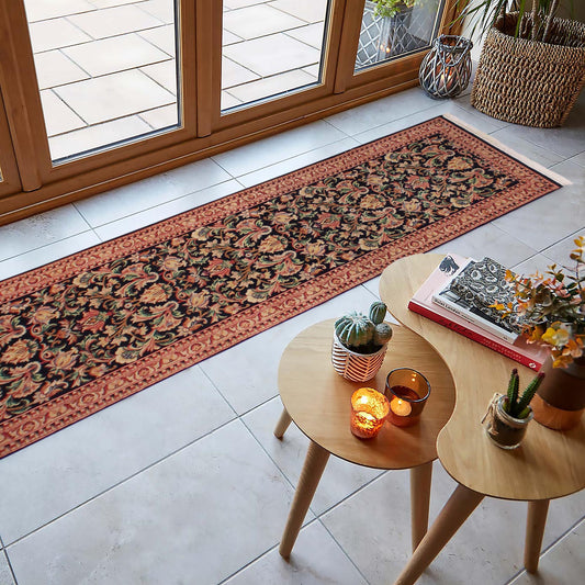 handmade Traditional Joshagan Black Pink Hand Knotted RUNNER 100% WOOL area rug 2' x 14'