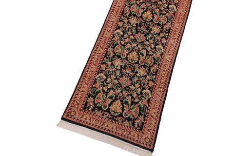 handmade Traditional Joshagan Black Pink Hand Knotted RUNNER 100% WOOL area rug 2' x 14'