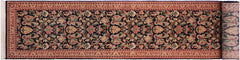 handmade Traditional Joshagan Black Pink Hand Knotted RUNNER 100% WOOL area rug 2' x 14'