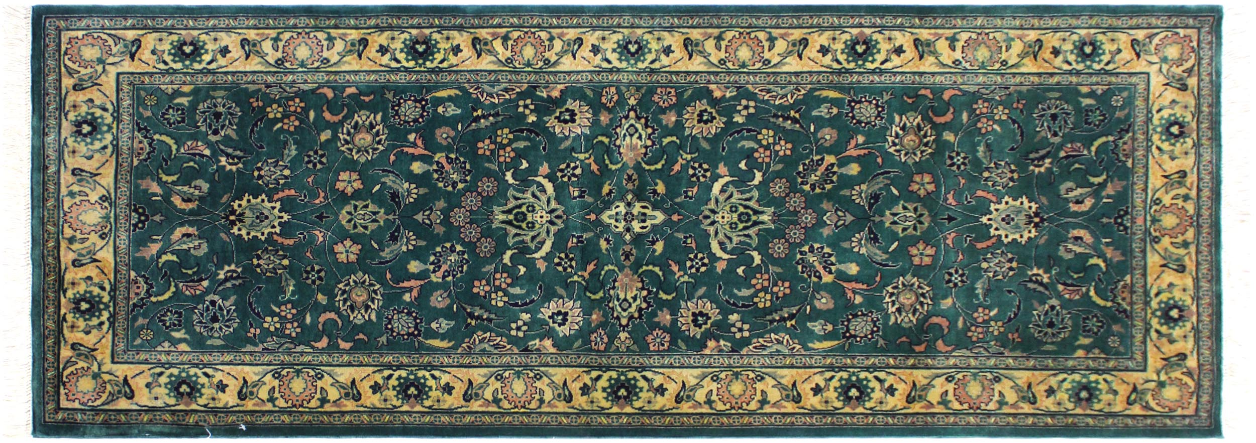 handmade Traditional Victoria Green Beige Hand Knotted RUNNER 100% WOOL area rug 3' x 6'