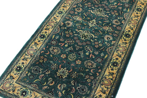 handmade Traditional Victoria Green Beige Hand Knotted RUNNER 100% WOOL area rug 3' x 6'