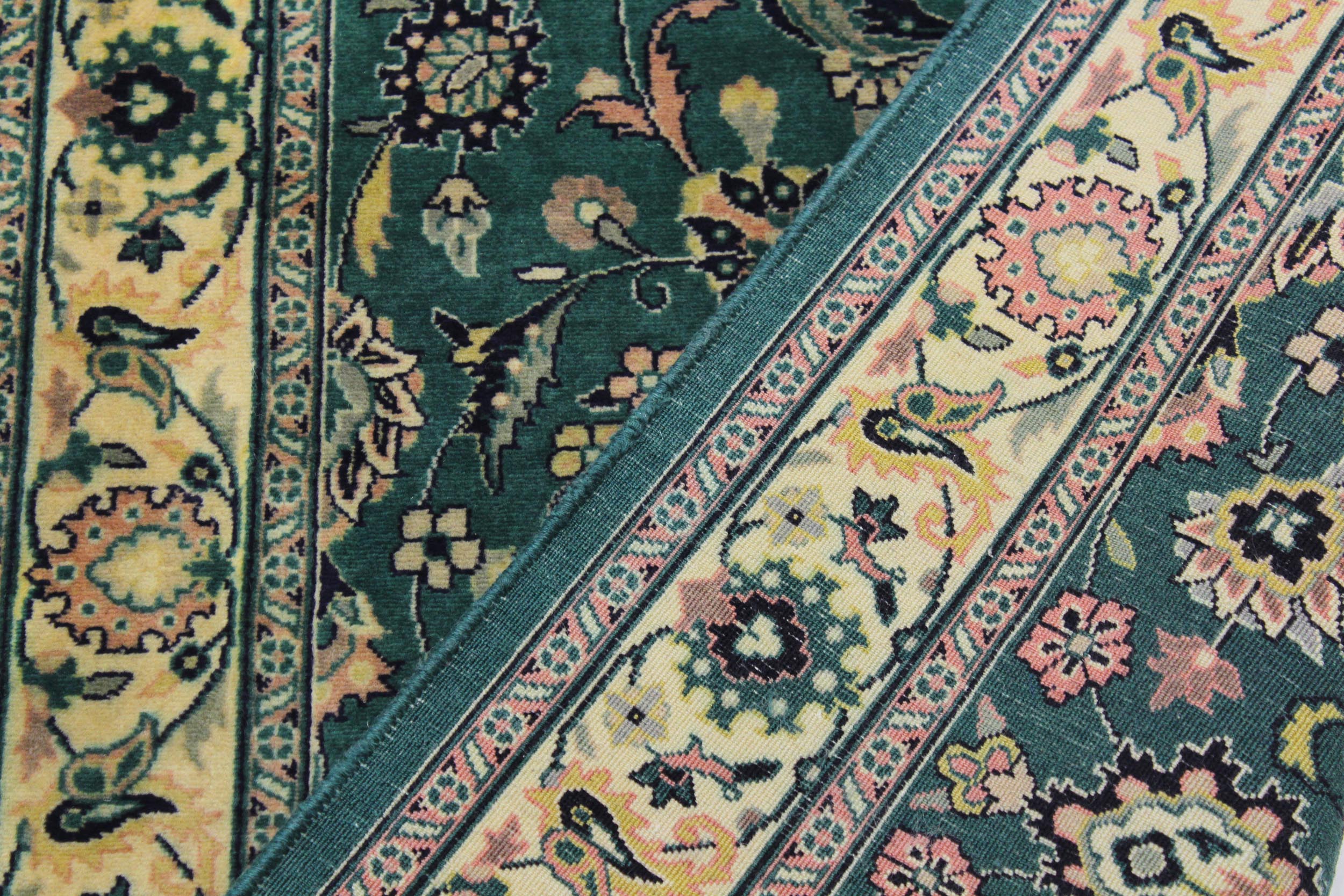 handmade Traditional Victoria Green Beige Hand Knotted RUNNER 100% WOOL area rug 3' x 6'