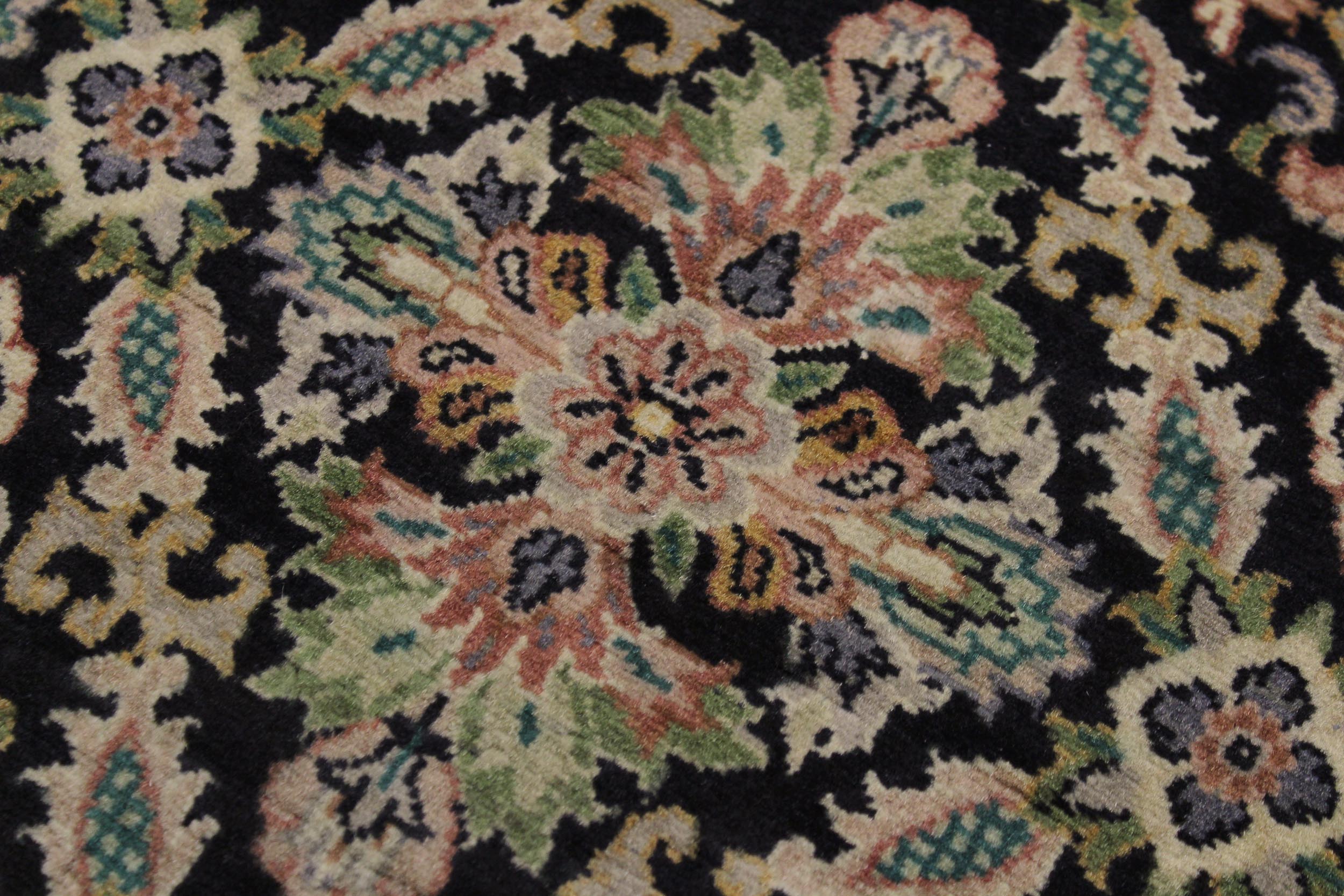 handmade Traditional Tabriz Black Green Hand Knotted RUNNER 100% WOOL area rug 3' x 8'