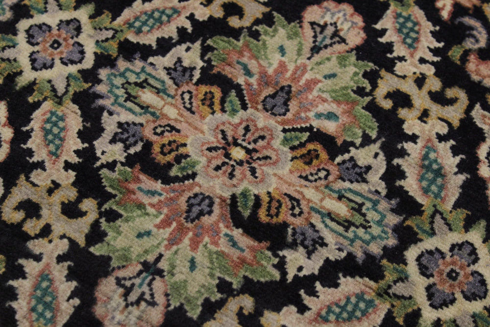 handmade Traditional Tabriz Black Green Hand Knotted RUNNER 100% WOOL area rug 3' x 8'