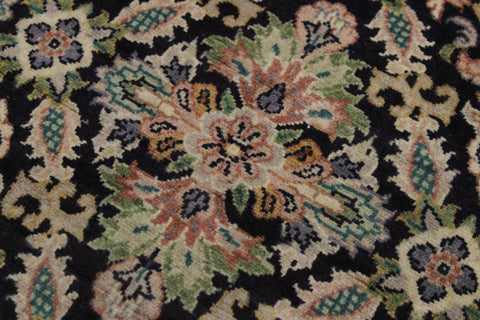 handmade Traditional Tabriz Black Green Hand Knotted RUNNER 100% WOOL area rug 3' x 8'