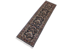 handmade Traditional Kashan Black Gray Hand Knotted RUNNER 100% WOOL area rug 3' x 10'