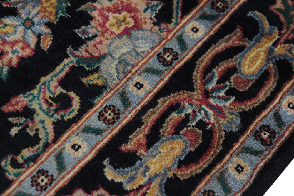 handmade Traditional Kashan Black Gray Hand Knotted RUNNER 100% WOOL area rug 3' x 10'