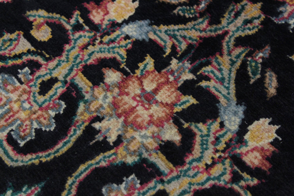 handmade Traditional Kashan Black Gray Hand Knotted RUNNER 100% WOOL area rug 3' x 10'