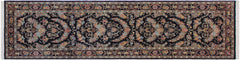 handmade Traditional Kashan Black Gray Hand Knotted RUNNER 100% WOOL area rug 3' x 10'