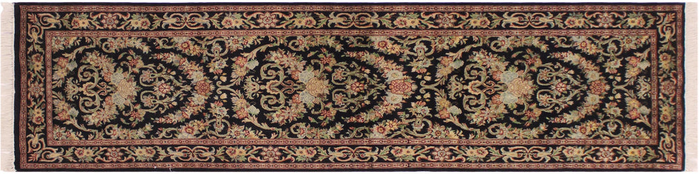 handmade Traditional Hamed Black Red Hand Knotted RUNNER 100% WOOL area rug 3' x 8'