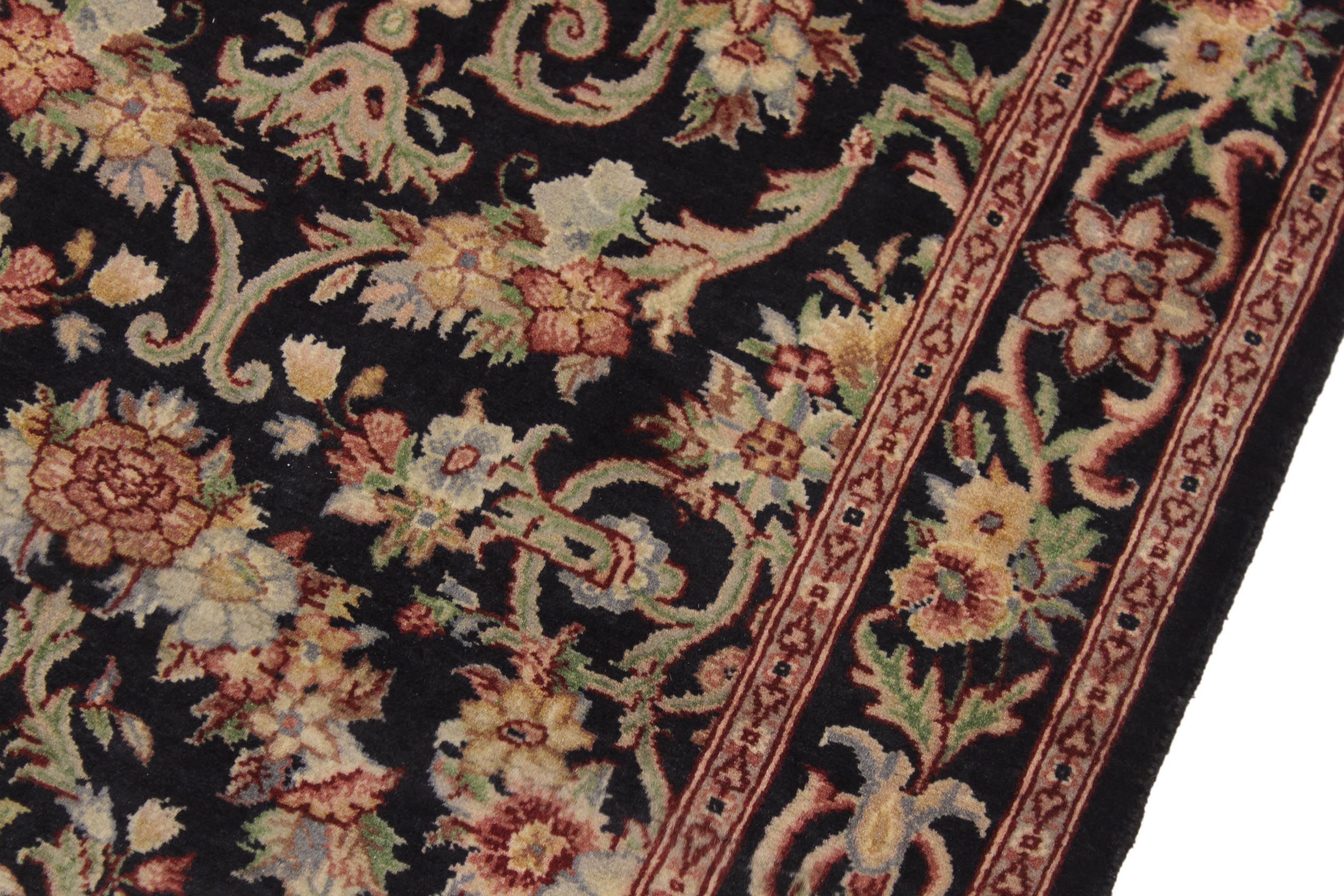 handmade Traditional Hamed Black Red Hand Knotted RUNNER 100% WOOL area rug 3' x 8'