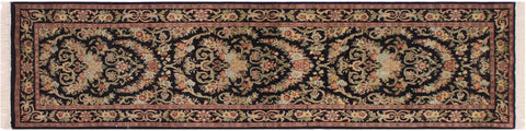 handmade Traditional Hamed Black Red Hand Knotted RUNNER 100% WOOL area rug 3' x 8'