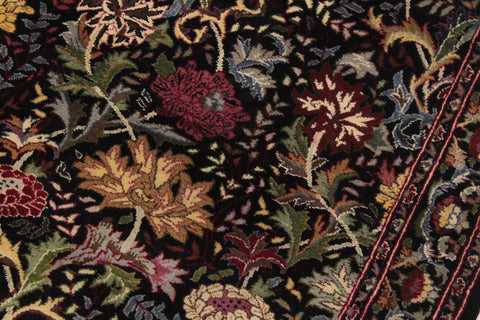 handmade Traditional Morris Black Red Hand Knotted RUNNER 100% WOOL area rug 3' x 8'