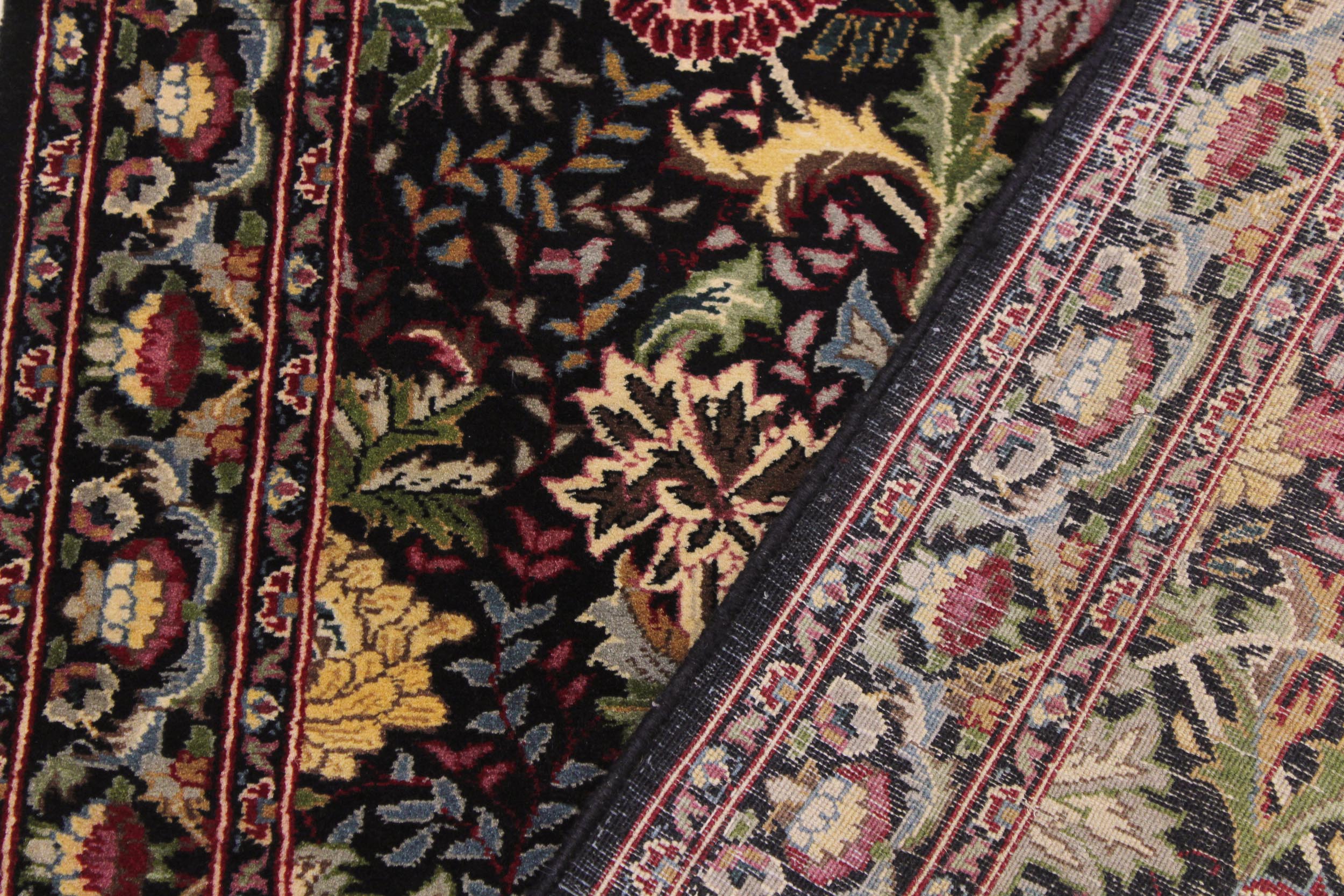 handmade Traditional Morris Black Red Hand Knotted RUNNER 100% WOOL area rug 3' x 8'