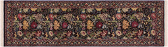 handmade Traditional Morris Black Red Hand Knotted RUNNER 100% WOOL area rug 3' x 8'