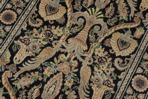 handmade Traditional Kashan Black Gray Hand Knotted RUNNER 100% WOOL area rug 3' x 10'