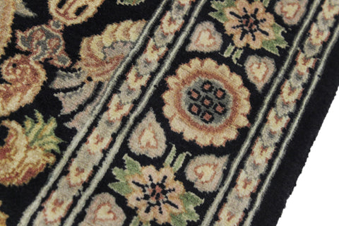 handmade Traditional Kashan Black Gray Hand Knotted RUNNER 100% WOOL area rug 3' x 10'