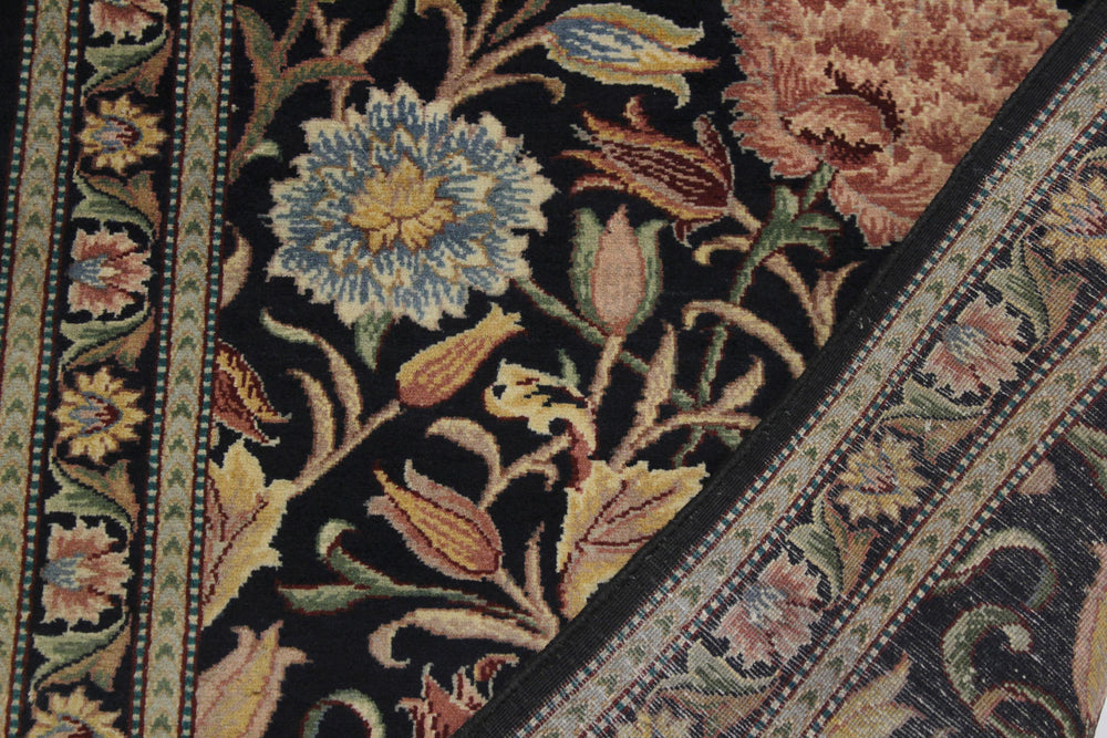 handmade Traditional Kamal Black Blue Hand Knotted RUNNER 100% WOOL area rug 3' x 10'
