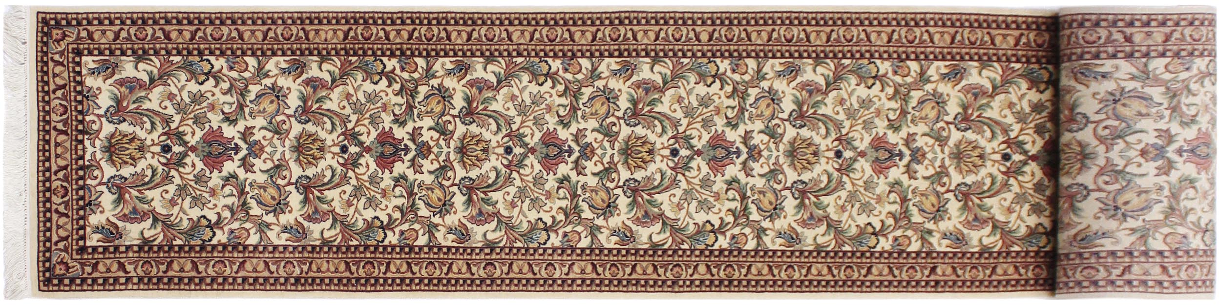 handmade Traditional Hamed Ivory Beige Hand Knotted RUNNER 100% WOOL area rug 3' x 12'