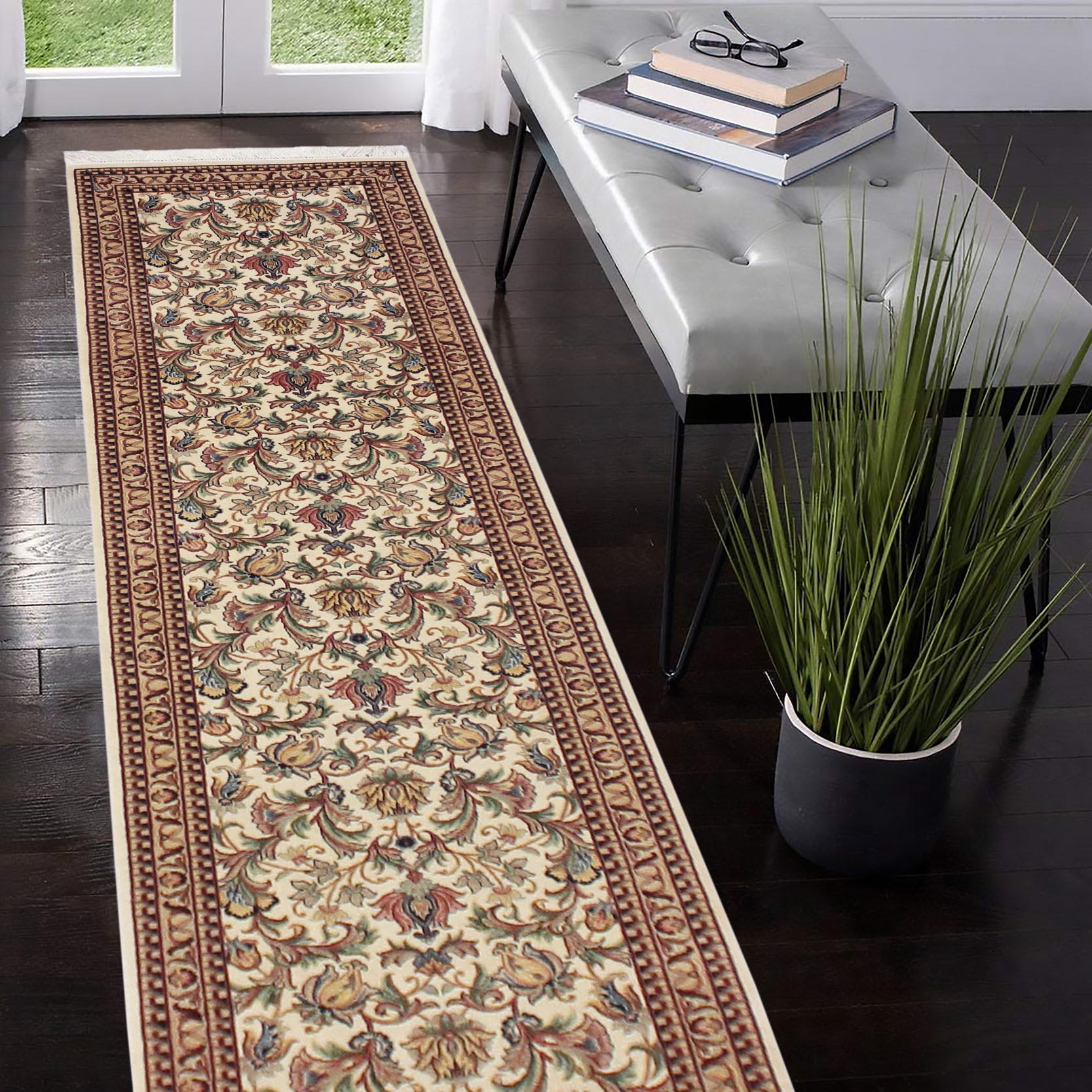 handmade Traditional Hamed Ivory Beige Hand Knotted RUNNER 100% WOOL area rug 3' x 12'
