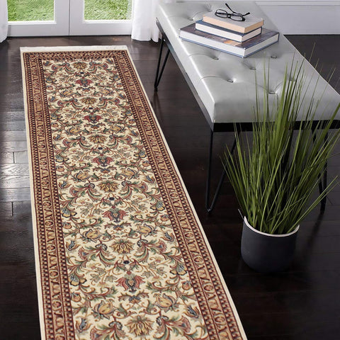 handmade Traditional Hamed Ivory Beige Hand Knotted RUNNER 100% WOOL area rug 3' x 12'