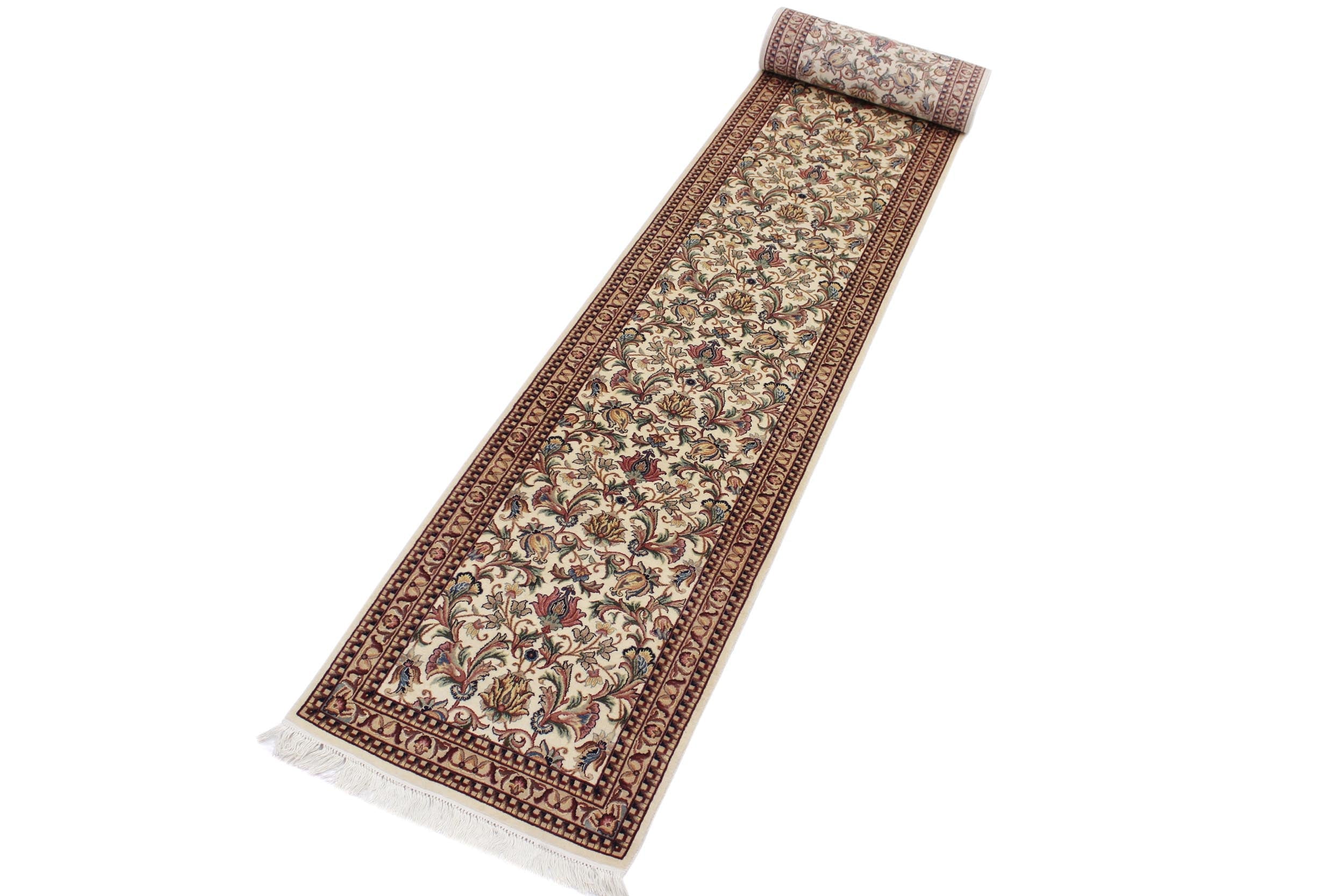 handmade Traditional Hamed Ivory Beige Hand Knotted RUNNER 100% WOOL area rug 3' x 12'
