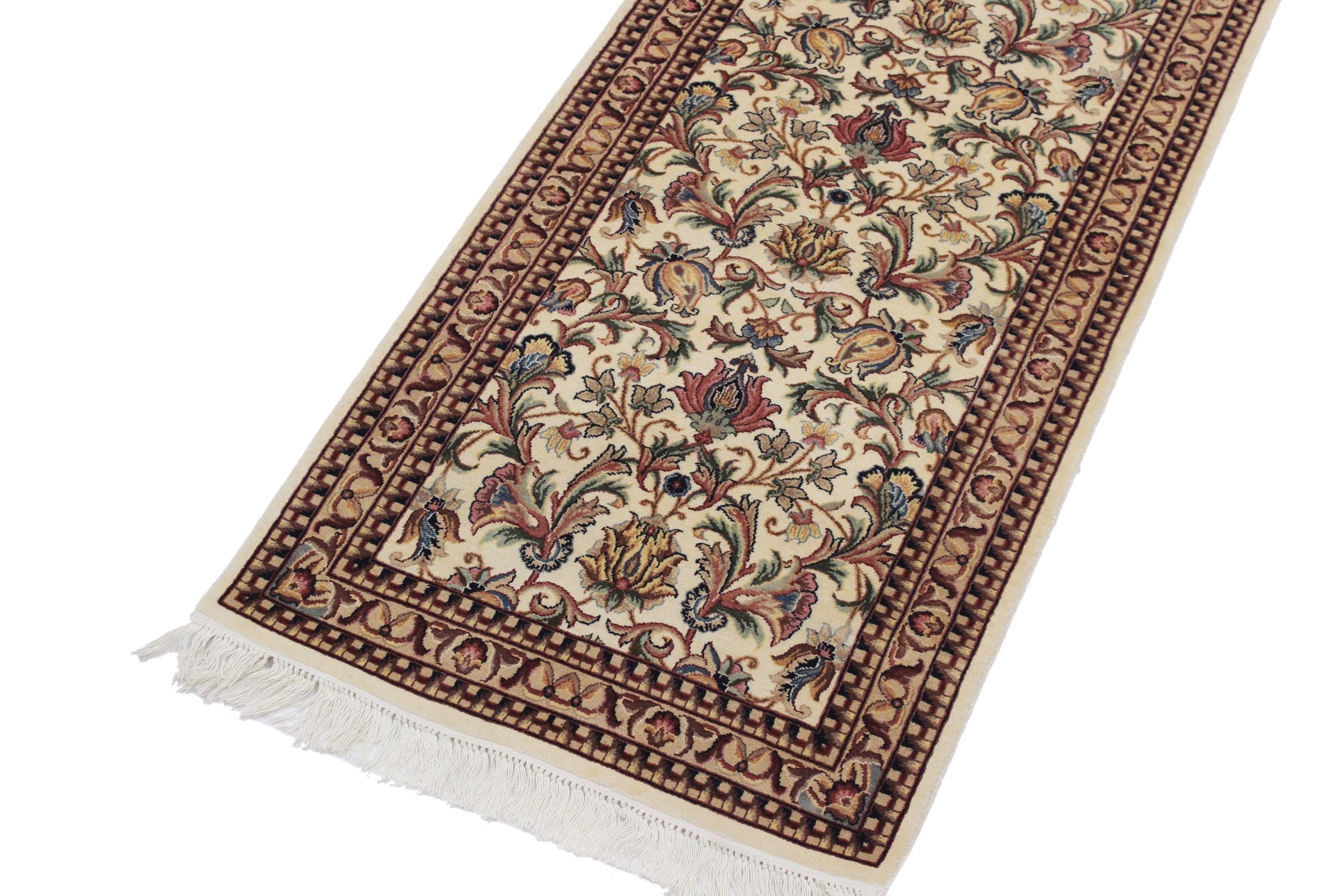 handmade Traditional Hamed Ivory Beige Hand Knotted RUNNER 100% WOOL area rug 3' x 12'