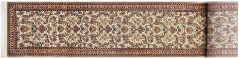 handmade Traditional Hamed Ivory Beige Hand Knotted RUNNER 100% WOOL area rug 3' x 12'