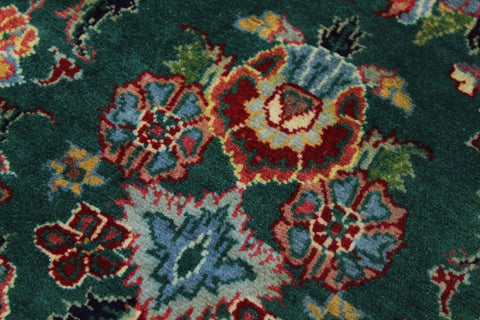 handmade Traditional Abusson Green Beige Hand Knotted RUNNER 100% WOOL area rug 3' x 10'