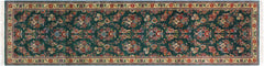 handmade Traditional Abusson Green Beige Hand Knotted RUNNER 100% WOOL area rug 3' x 10'