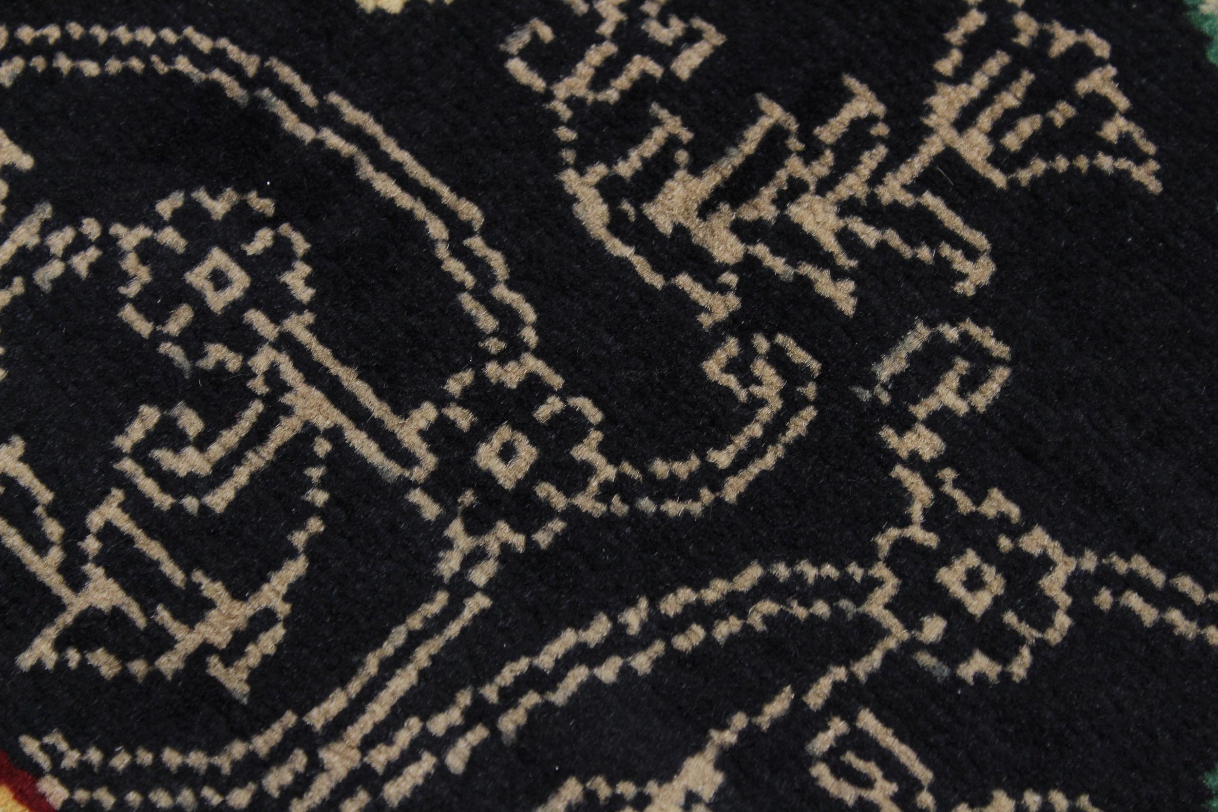 handmade Traditional Carnation Black Pink Hand Knotted RUNNER 100% WOOL area rug 3' x 10'