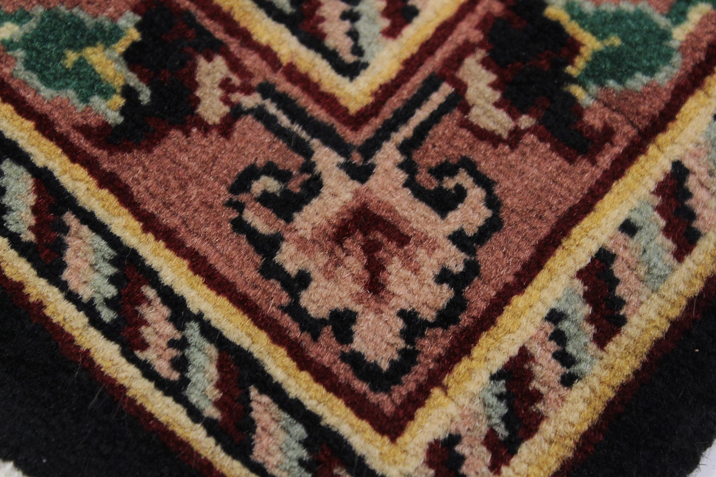 handmade Traditional Carnation Black Pink Hand Knotted RUNNER 100% WOOL area rug 3' x 10'