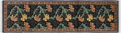 handmade Traditional Carnation Black Pink Hand Knotted RUNNER 100% WOOL area rug 3' x 10'