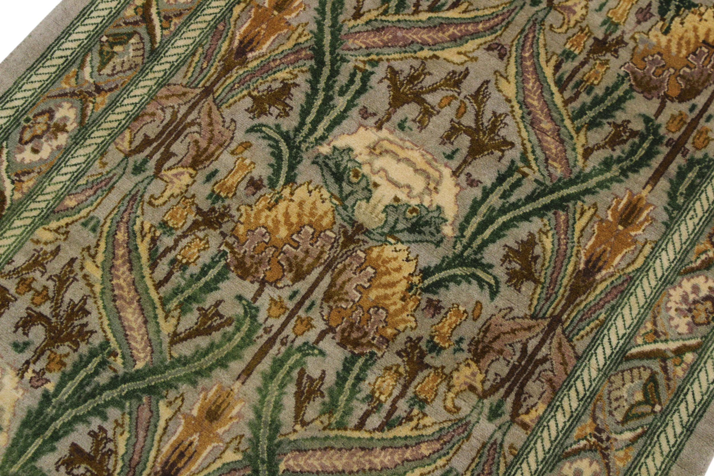 handmade Traditional Hamjolie Taupe Green Hand Knotted RUNNER 100% WOOL area rug 3' x 10'