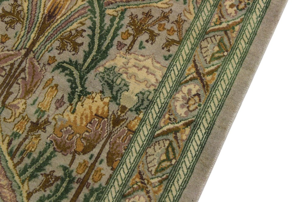 handmade Traditional Hamjolie Taupe Green Hand Knotted RUNNER 100% WOOL area rug 3' x 10'