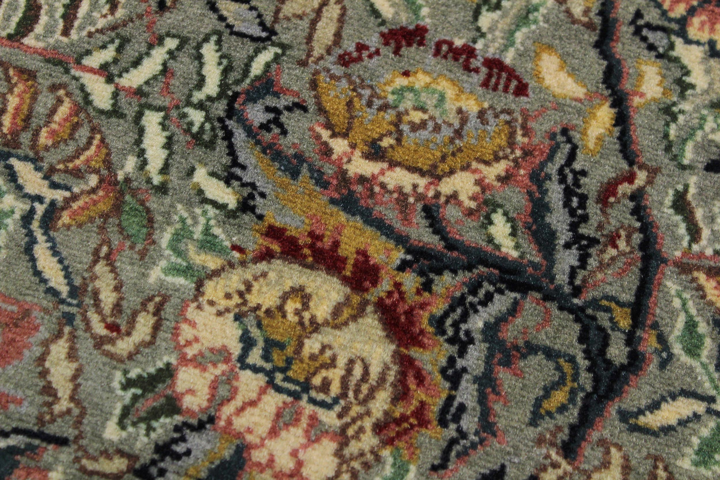 handmade Traditional Nagi Green Gray Hand Knotted RUNNER 100% WOOL area rug 3' x 10'