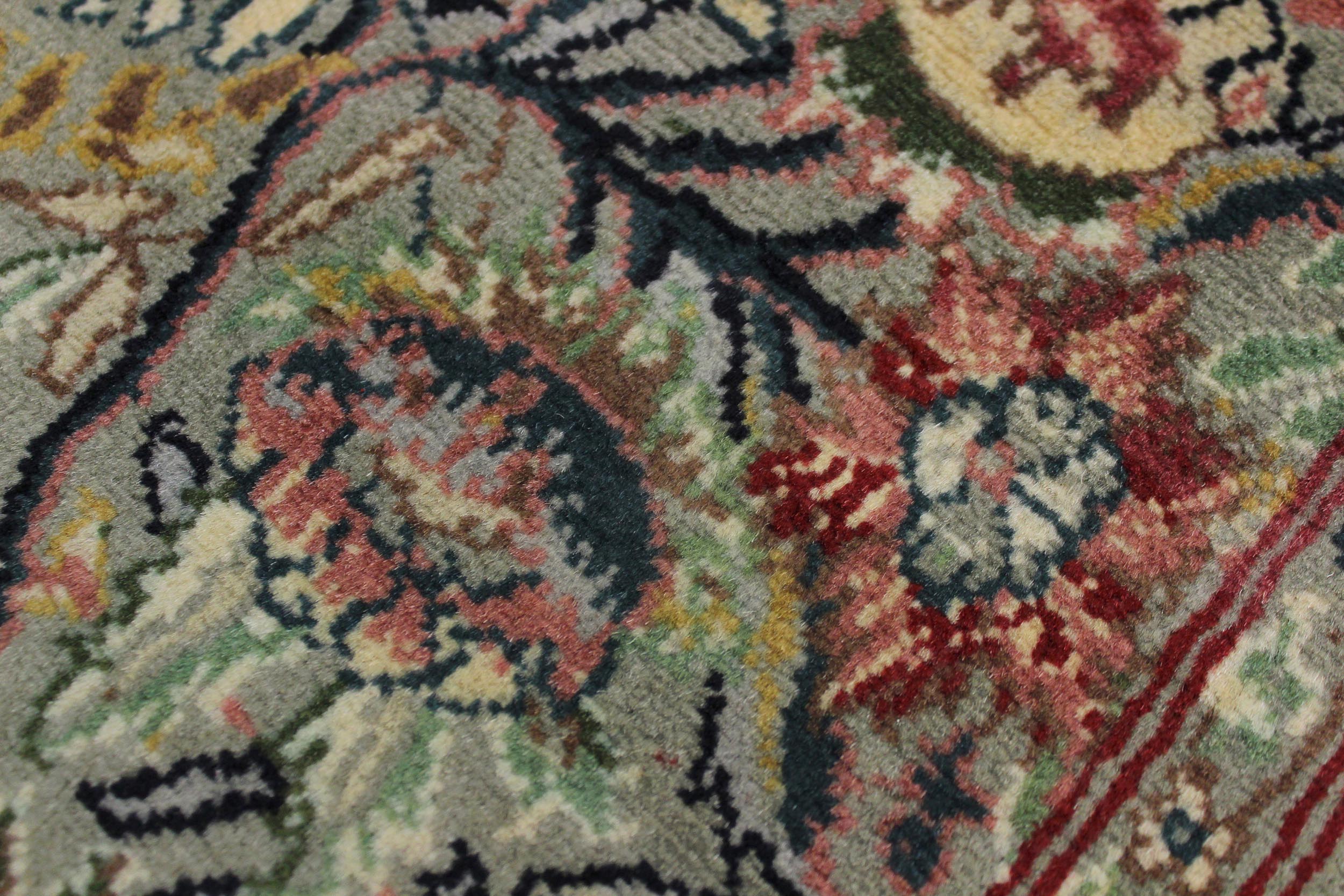 handmade Traditional Nagi Green Gray Hand Knotted RUNNER 100% WOOL area rug 3' x 10'