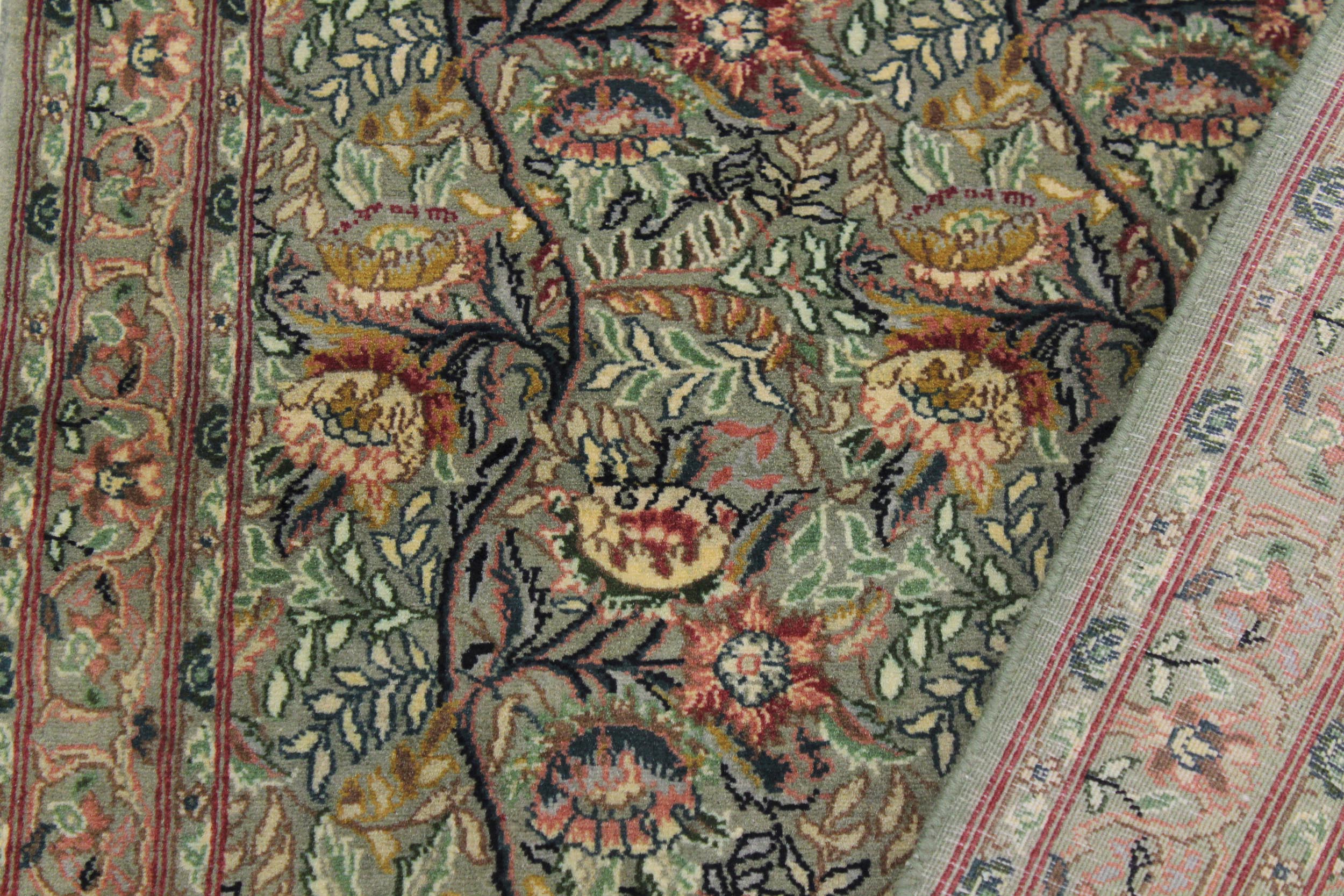 handmade Traditional Nagi Green Gray Hand Knotted RUNNER 100% WOOL area rug 3' x 10'