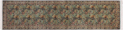 handmade Traditional Nagi Green Gray Hand Knotted RUNNER 100% WOOL area rug 3' x 10'