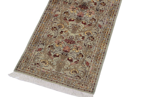 handmade Traditional Sayra Green Brown Hand Knotted RUNNER 100% WOOL area rug 2' x 10'