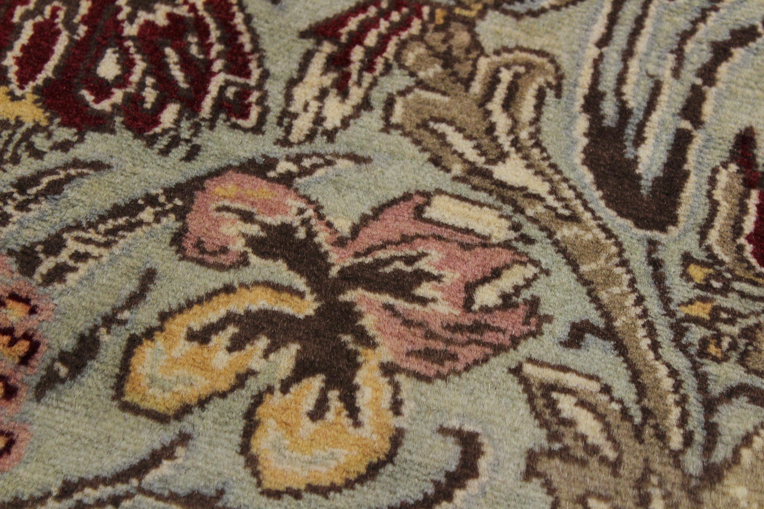 handmade Traditional Sayra Green Brown Hand Knotted RUNNER 100% WOOL area rug 2' x 10'