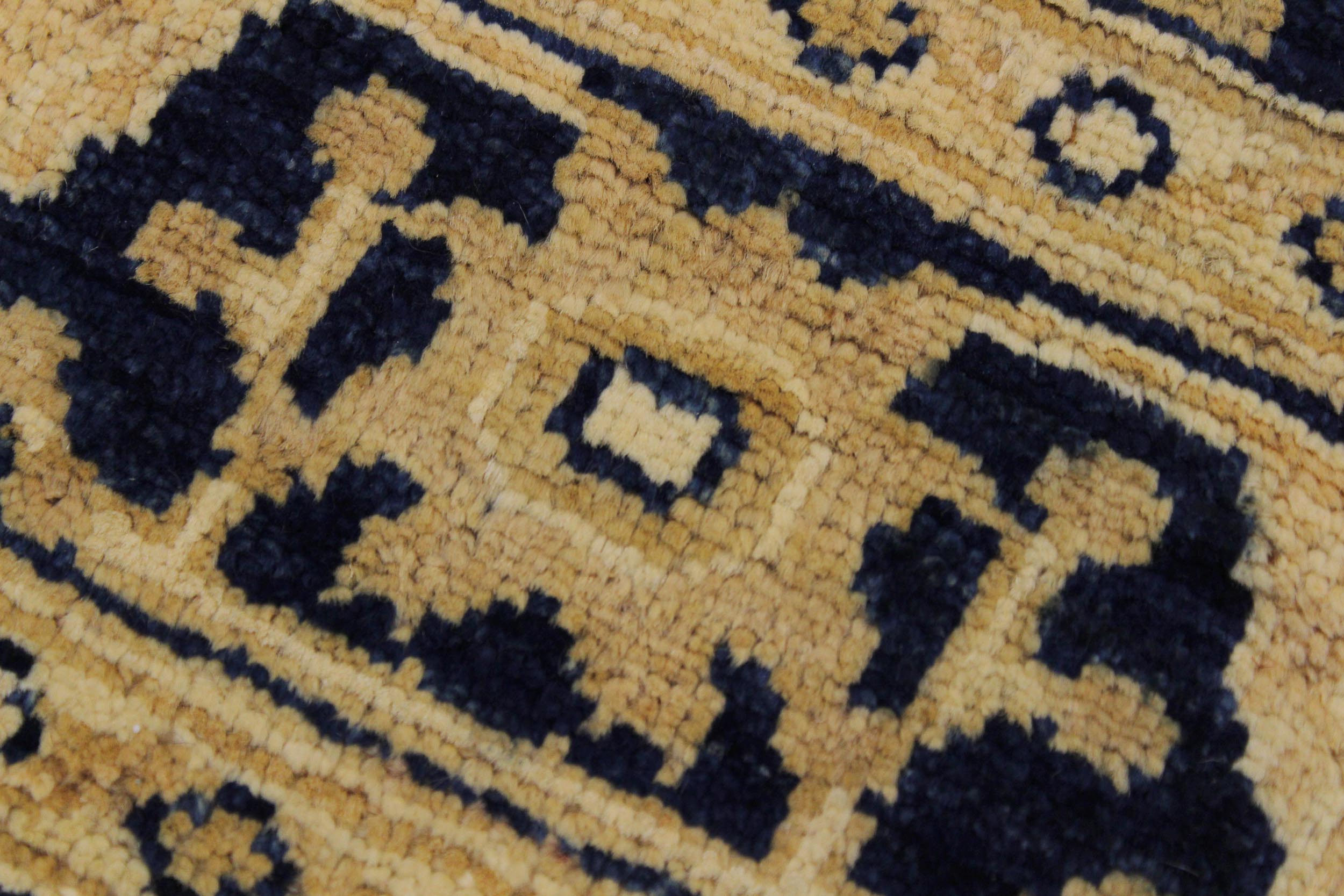 handmade Transitional Kafkaz Gold Blue Hand Knotted RUNNER 100% WOOL area rug 4' x 12'